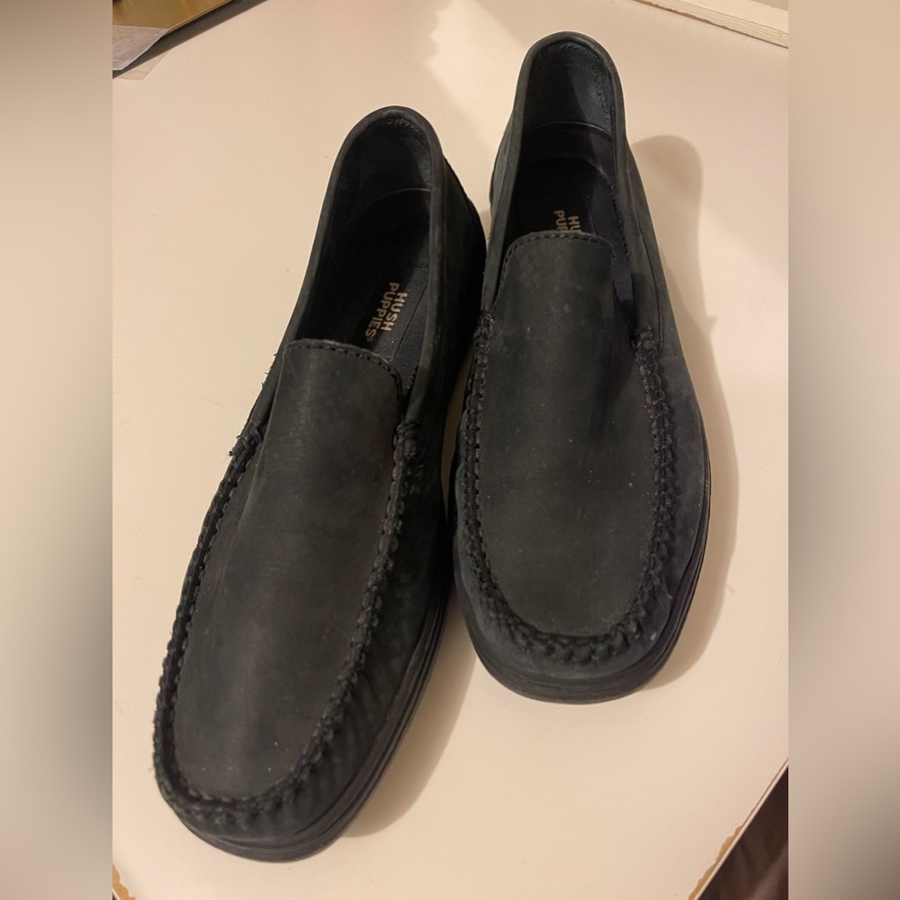 Hush Puppies navy soft leather loafers size10 women